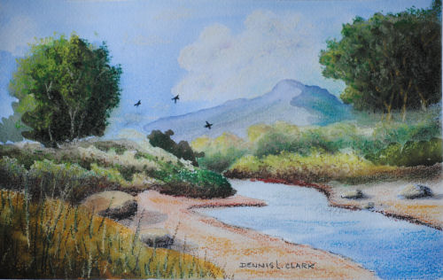 How to Paint a Small Stream Using Watercolour and Pastel