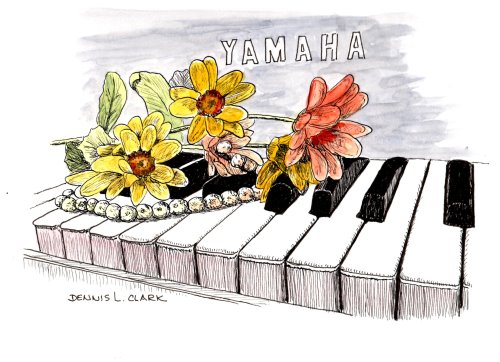 How to Draw Flowers on Piano in Pen and Ink