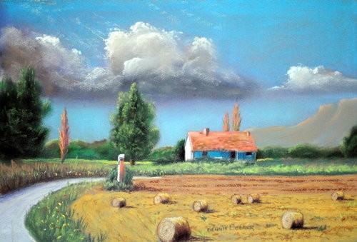 How to Draw Hay Bales in Pastel