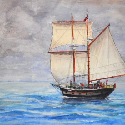 How to Paint a Tall Ship Sailboat in Watercolour