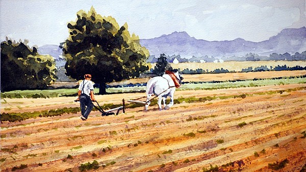 How to Paint a Horse and Plough Landscape in Watercolor