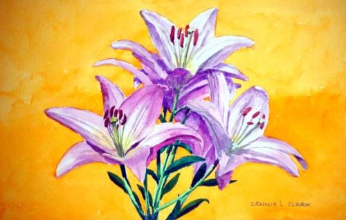 How to Paint Three Pink Lilies in Watercolor