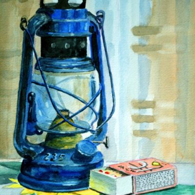 How to Paint a Hurricane Lamp in Watercolor