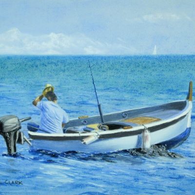 How to Draw a Fisherman in a Boat in Pastel
