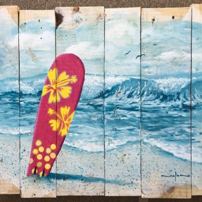 Seascape Beach Sign in Acrylic Lesson