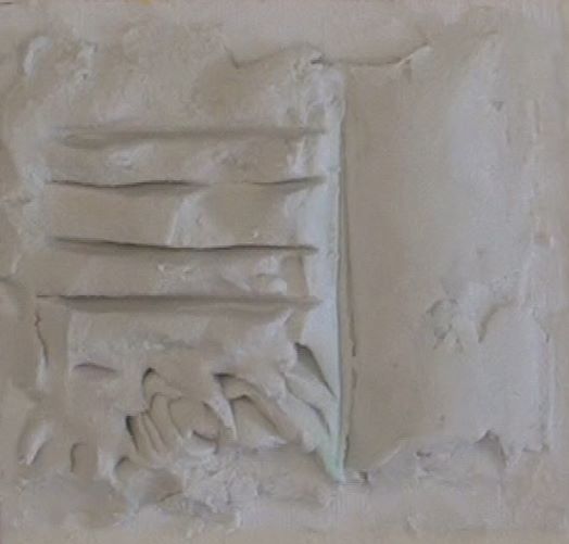 texture paste applied to the canvas