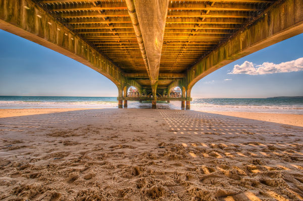 11-painting-interesting-shadows-ambient-light-under-pier pier with ambient light turning sand blue