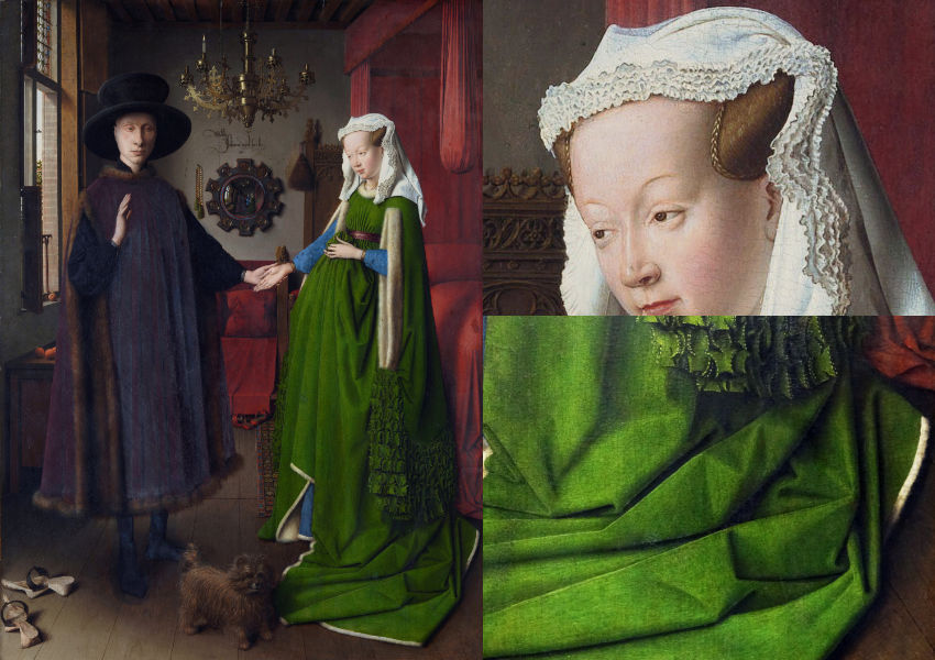 Van_Eyck_-_Arnolfini_Portrait Jan van Eyck painting showing reflected light