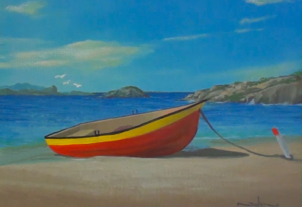 17-painting-with-complementary-colors-boat-on-beach-after boat on beach painting with complementary colours added